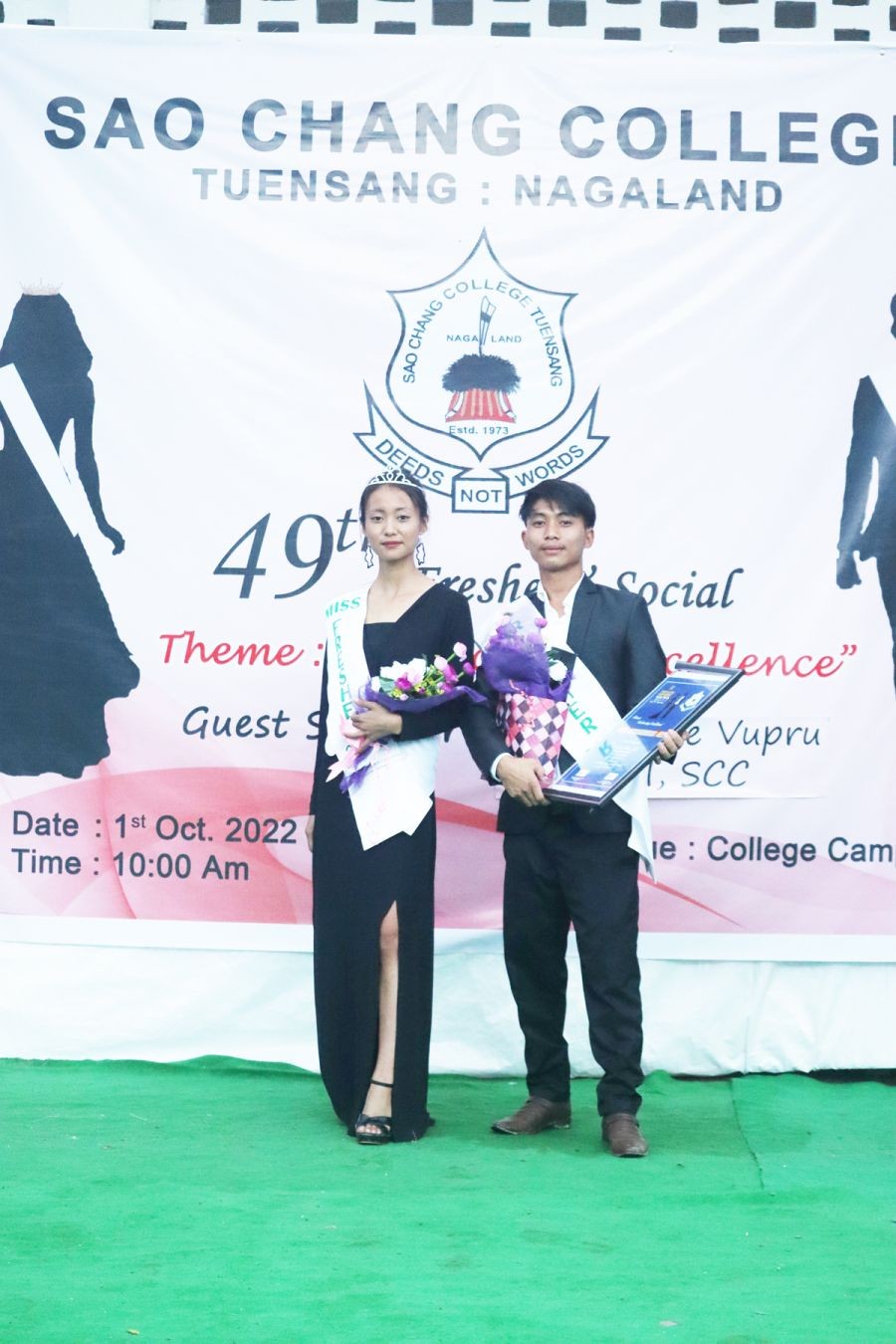 Mr and Miss Miss Freshers of Sao Chang College 2022 Shangjep and Changlenla H.